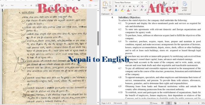 translate nepali to english manually and professionally