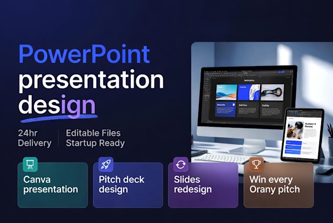 design modern investor pitch deck, powerpoint presentation, startup pitch deck
