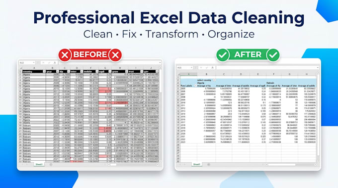 be your excel expert for data cleaning and formatting