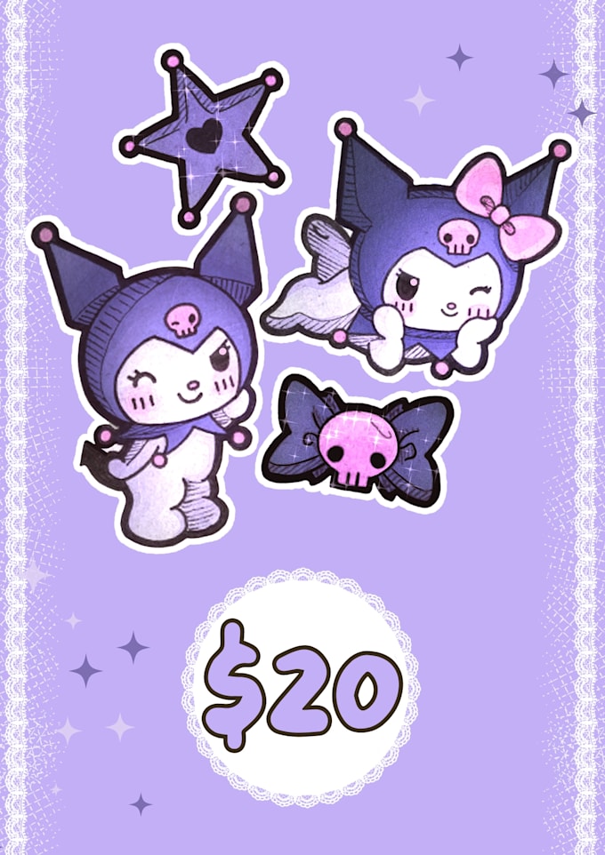 draw cute kawaii aesthetic custom stickers