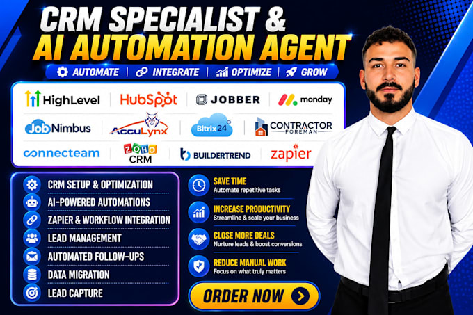 setup construction crm jobber jobnimbus acculynx gohighlevel hubspot automation