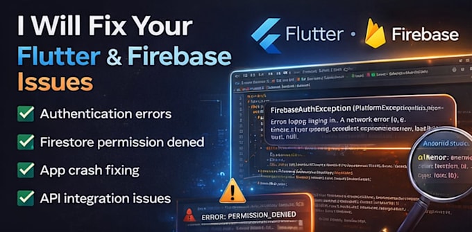 flutter firebase authentication and backend bug fixing