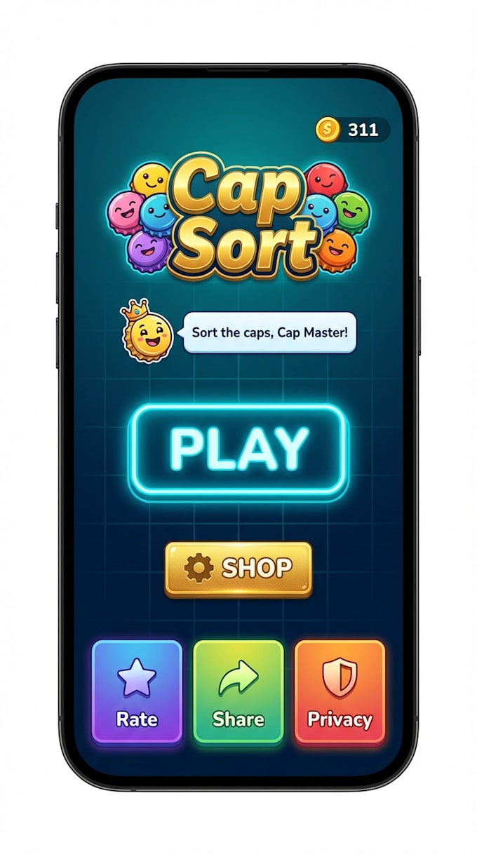 provide money making cap sort 3d source code android game