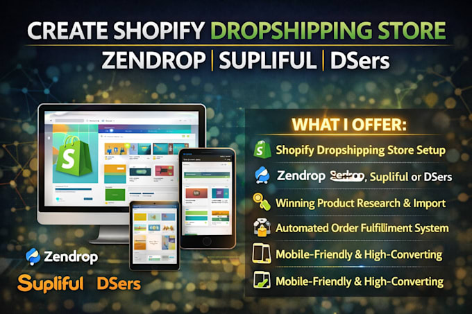 create shopify dropshipping store zendrop supliful dsers