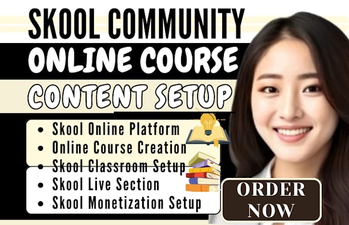 setup skool online community skool online course development skool upload