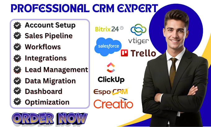 setup espocrm creatio salesforce clickup vtiger trello bitrix24 crm integration