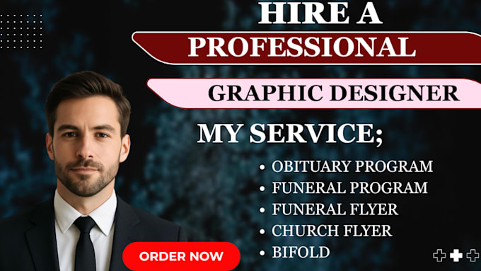 obituary program, funeral program, funeral flyer, bifold, trifold