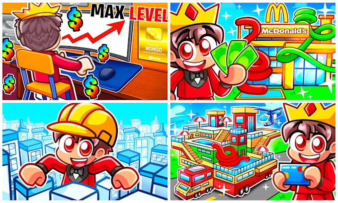 create a pro tycoon game icon and thumbnail for roblox