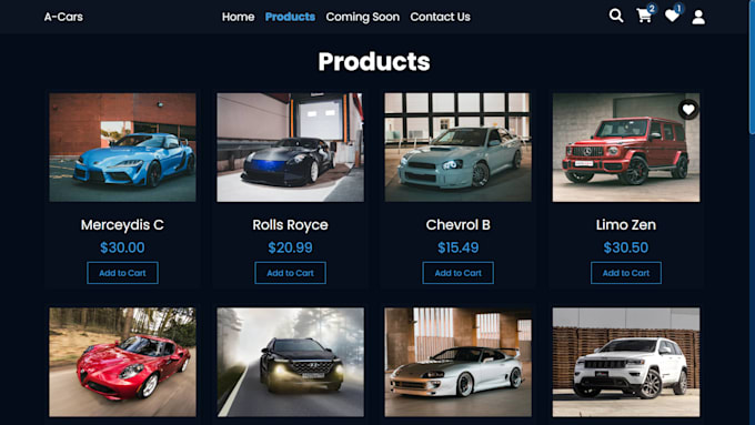 create modern car marketplace website using react and expressjs
