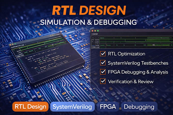 design, simulate, and debug fpga projects using verilog, vhdl, rtl, and vivado