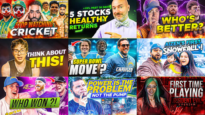 high CTR catchy and professional thumbnail designs