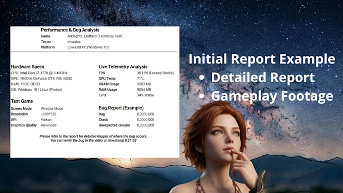 be your game QA tester on low end PC for bugs and performance