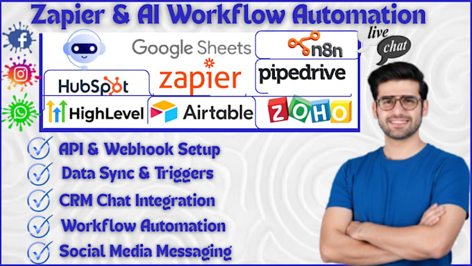 integrate zapier hubspot ghl pipedrive zoho google sheets and n8n ai automation