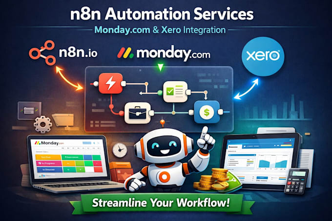 build xero com and monday com automation tool using n8n