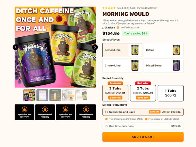 design cro focused shopify replo landing pages, product page
