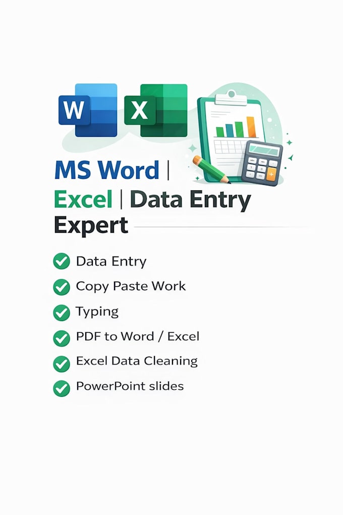 do data entry, ms word, excel and typing work