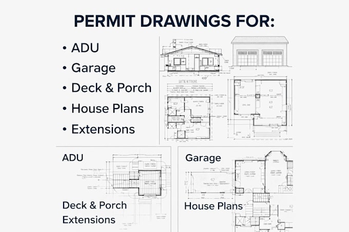 architectural drawings, adu construction plans and planning approval set