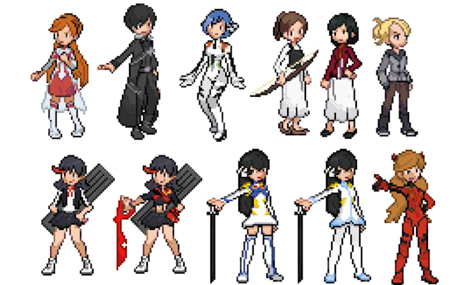 Create pixel art character design, animation sprites sheet for retro ...