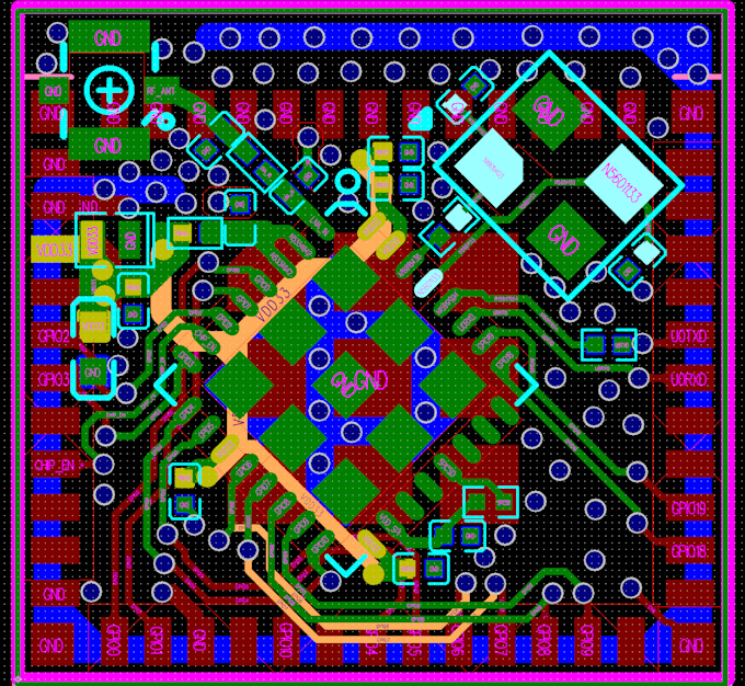 do multilayer pcb design for esp32 with rtc and booster circuit