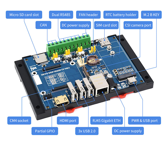 design custom raspberry pi cm4 io board pcb with rs485, component modifications
