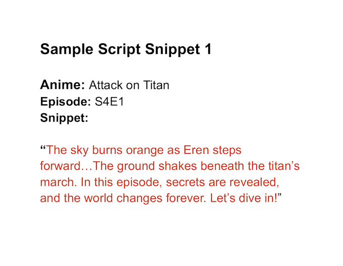 write engaging youtube scripts for anime recap and story