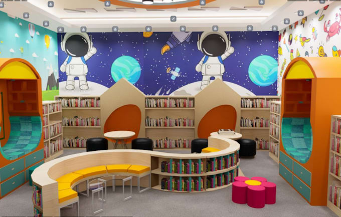Design 3d stem lab, aula, biblioteca e spazio di apprendimento ...