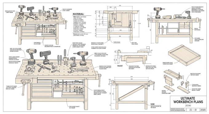 draw detailed carpentry and DIY woodworking plans