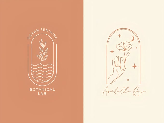 do elegant handmade feminine botanical line art logo design