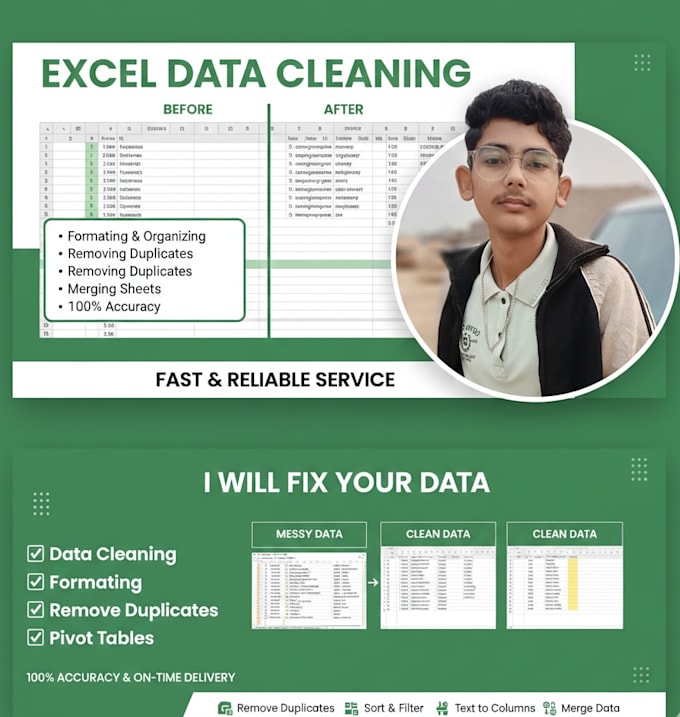 do expert excel data cleaning, formatting, and removing duplicates