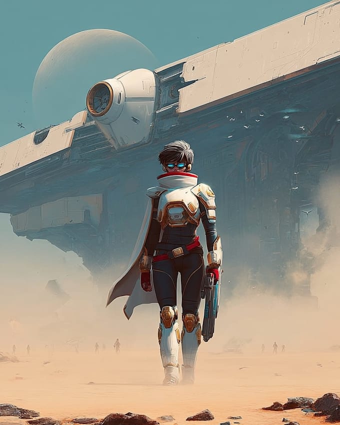 unique sci fi character illustration or sci fi character art