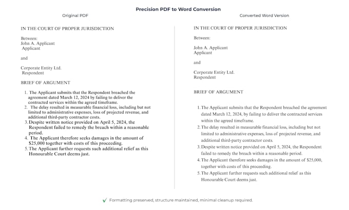 convert your PDF to a clean, editable word document