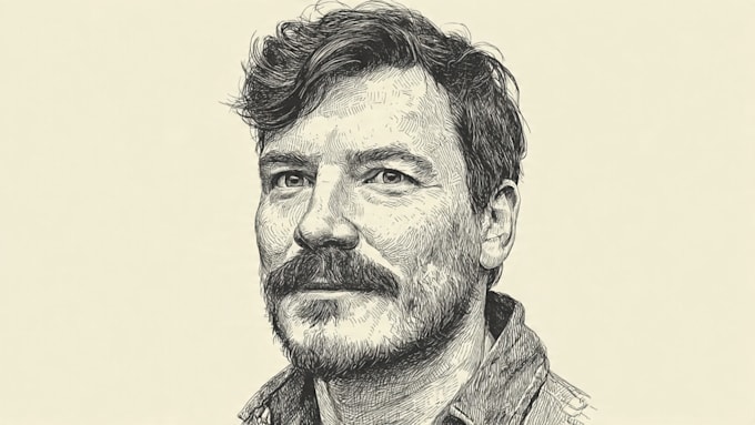 draw a hedcut wsj portrait style from photo
