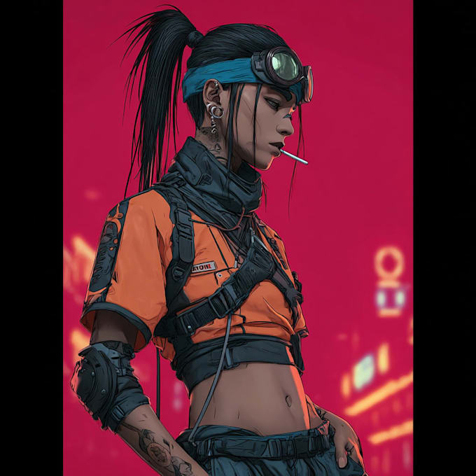 create realistic scifi, cyberpunk characters art