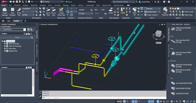 professional pipe routing and pid to 3d modeling in plant 3d using reverse engg