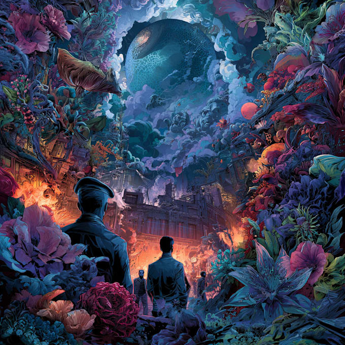 make retro psychedelic illustrated album covers