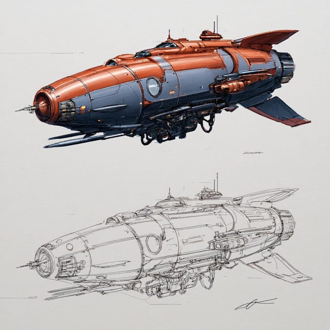 Draw sci fi spaceship concept art or aircraft design for you by ...
