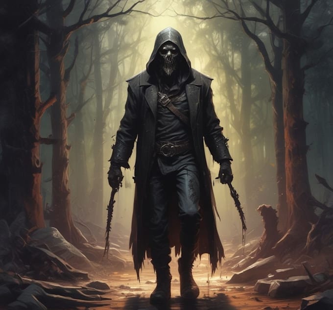 create a horror metal cover illustration with manual drawing