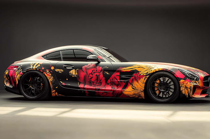 create car illustration in graffiti style