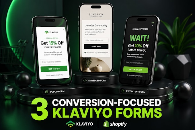 design shopify klaviyo popup form and email marketing setup