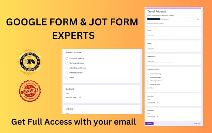 design google forms, jot form within 24 hour