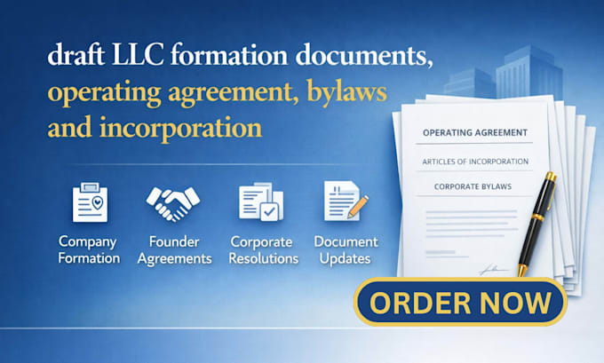 draft llc formation documents, operating agreement, bylaws and incorporation