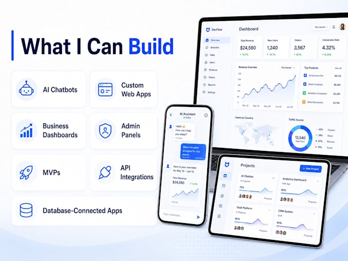 build custom ai web apps, chatbots and dashboards