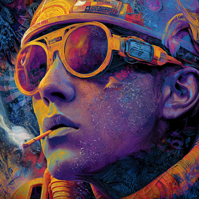 create detailed art of sci fi cyberpunk psychedelic artwork