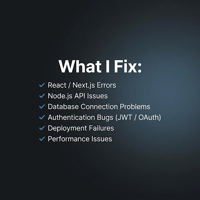 fix nextjs, react, nodejs bugs and API errors fast