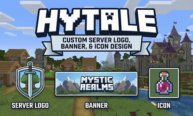 design custom minecraft hytale server logo banner icon