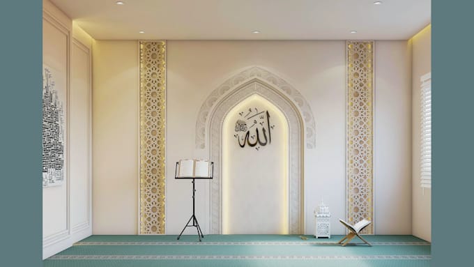 do 3d mosque, masjid, musalla, minbar, ablution space, islamic centre design