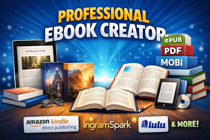 do ebook creation for KDP, kindle, ingramspark, lulu