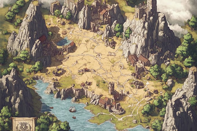 do unique cartoonist fantasy vector map, illustration