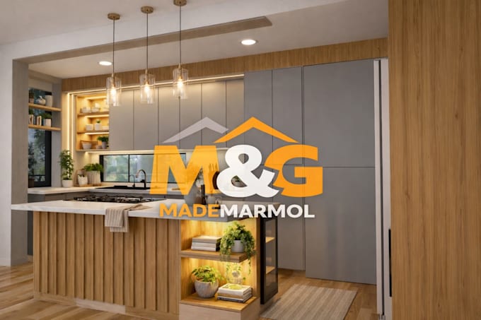 design kitchen interior in 3d and render