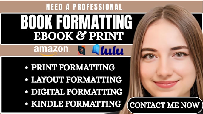 do book layout design, book interior design, print formatting, ebook formatting